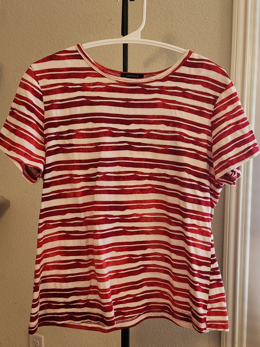 Westbound Red and White Striped Short Sleeve Tee